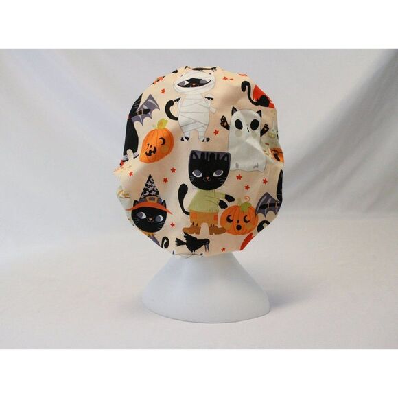 Halloween Cats Bouffant Surgical Dental Scrub Cap Chemo Hat - Picture 1 of 4